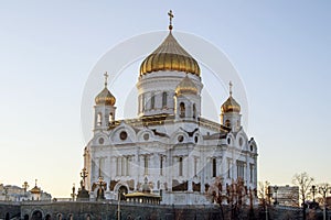 Cathedral of Christ the Saviour in Moscow, Russia. Winter sunset