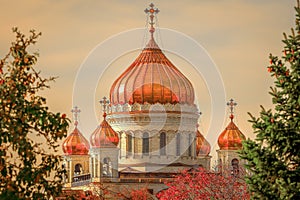 Cathedral of Christ the Saviour in Moscow at sunset, Russia