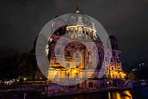 Cathedral Church Berliner Dom at night