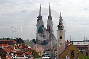 Cathedral and church in capital of Croatia