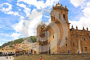 cathedral church at the Plaza de Armas. Cuzco, Peru.
