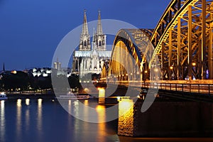 Cathedral of Cologne and iron bridge