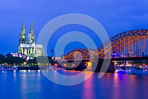 Cathedral in Cologne at night