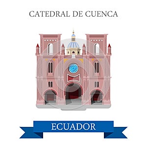 Cathedral de Cuenca in Ecuador vector flat attraction landmarks