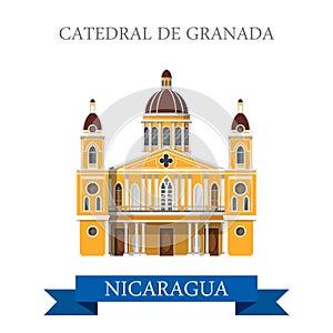 Cathedral de Granada Nicaragua vector flat attraction landmarks