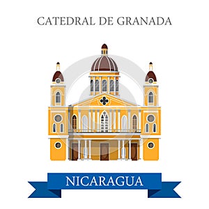 Cathedral de Granada Nicaragua vector flat attraction landmarks photo