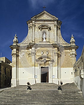 Cathedral dominates the Citadel. Gozo , Maltese Islands,
