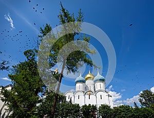 Cathedral of the Dormition in Trinity Lavra of St. Sergius in Sergiev Posad, Moscow region, Russia.