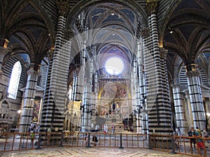 Cathedral or Duomo di Siena interior from Piazza del Duomo of Siena Medieval City. Tuscany. Italy