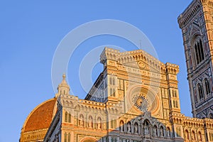 Cathedral Duomo Santa Maria Del Fiore at sunset, Florence, Tuscany, Italy, Europe