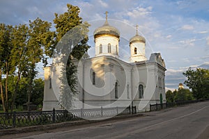 Cathedral of the Epiphany on a sunny July morning. Vyshny Volochek, Tver region. Russia