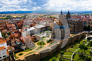 Cathedral and Episcopal Palace of Astorga in summer. Castile and Leon.