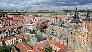 Cathedral and Episcopal Palace of Astorga in summer. Castile and Leon. Spain