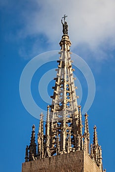 Cathedral of the Holy Cross and Saint Eulalia in Barri Gothic Quarter in Barcelona, Catalonia, Spain