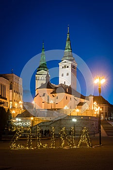 Cathedral of Holy Trinity on Andrej Hlinka square in Zilina, Slovakia