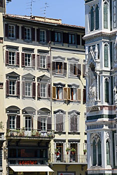 Cathedral and houses on Dome square in Florence