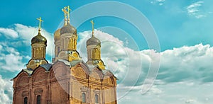 Cathedral of the Icon of the Mother of God. Golden domes. Moscow, Varvarka Street.