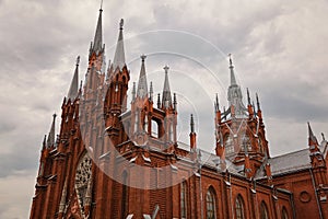Cathedral of the Immaculate Conception of the Blessed Virgin Mary Moscow. Neo-Gothic cathedral
