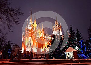 Cathedral of the Immaculate Conception in Moscow, winter view.