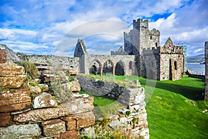 The cathedral inside Peel castle at St. Patrick`s Isle, Peel, Isle of Man