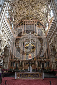 Cathedral insite the mezquita in Cordoba