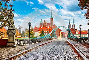 Cathedral Island in Wroclaw Poland green bridge photo