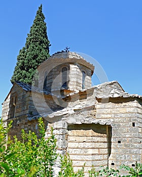 Cathedral of Kaisariani byzantine medieval monastery, Athens Greece photo