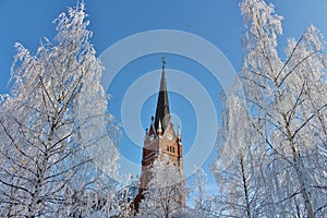 Cathedral in LuleÃ¥ in winter landscape