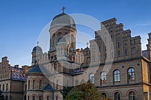 Cathedral made from brown bricks of Chernivtsi State Univercity