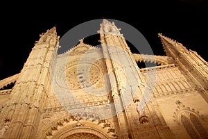 Cathedral of Majorca in Palma de Mallorca night