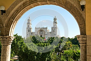 The cathedral of Merida on Yucatan