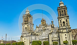 Cathedral of Mexico City architectural masterpiece blue sky Mexico