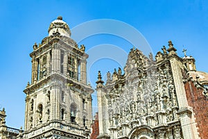 Cathedral of Mexico City architectural masterpiece blue sky Mexico