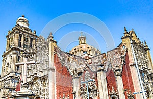Cathedral of Mexico City architectural masterpiece blue sky Mexico