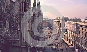 Cathedral of Milan and street