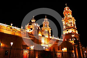 Night view of the Cathedral of Morelia in michoacan, mexico IV