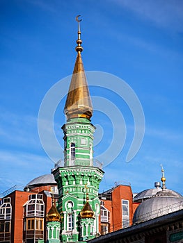 Cathedral mosque close-up against the blue sky. Russia. City of Perm