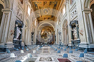 Interior sight in the Basilica of Saint John Lateran San Giovanni in Laterano in Rome, Italy. May-25-2019