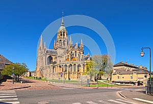 The cathedral Notre-Dame de Bayeux. Antique Norman-Romanesque cathedral is located in the Bayeux, Calvados department of Normandy