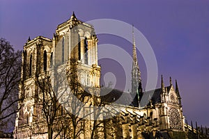 Cathedral Notre Dame de Paris at night