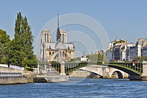 Cathedral Notre Dame de Paris from river Seine