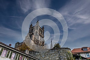 Cathedral of Notre Dame of Lausanne outdoor, a church located in the city of Lausanne in the canton of Vaud in Switzerland