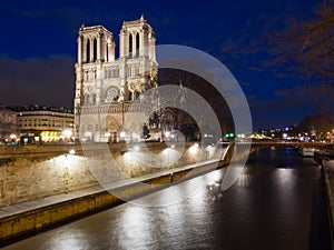 Cathedral Notre Dame of Paris at twilight