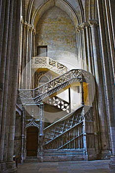 Cathedral Notre-Dame of Rouen. Stairs of booksellers in the north transept cross.