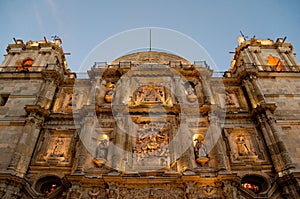 Cathedral of Oaxaca at night (Mexico)
