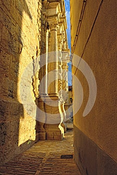 Cathedral in old town Ares in Spain.