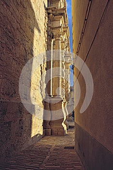 Cathedral in old town Ares in Spain.