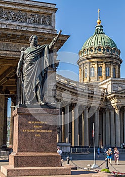 Cathedral of Our Lady Kazan and monument Kutuzov, Saint Petersburg, Russia