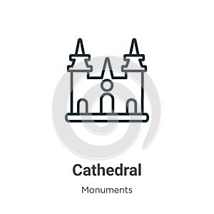 Cathedral outline vector icon. Thin line black cathedral icon, flat vector simple element illustration from editable monuments