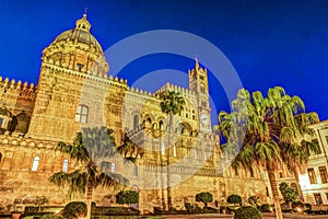 Cathedral of Palermo at night photo